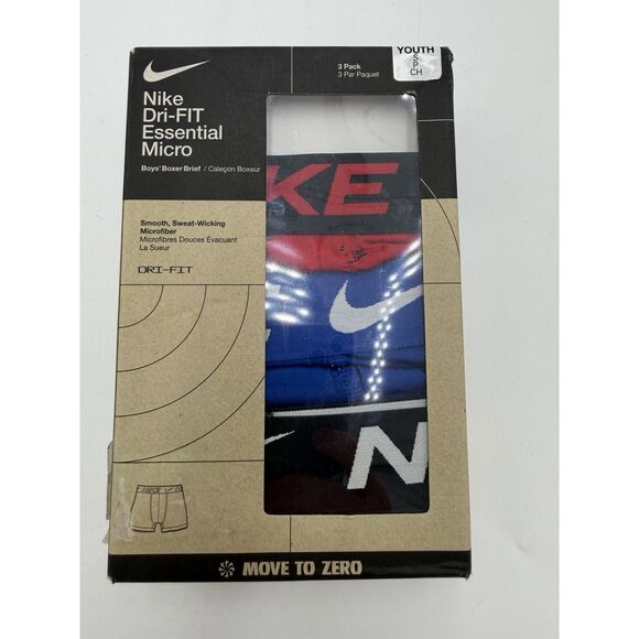 Nike Dri-FIT Essential Micro Boys' Boxer Brief 3 Pack Small MSRP$28 - Picture 1 of 3